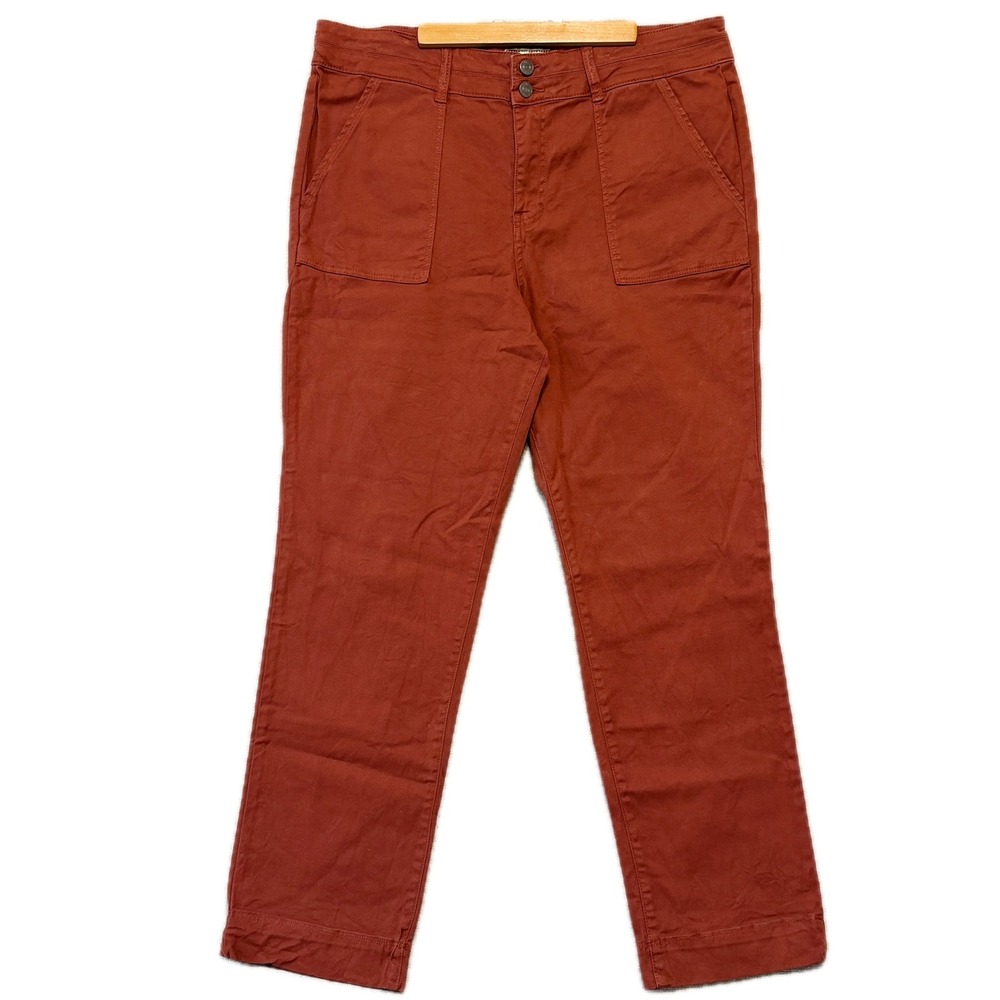 KUT FROM THE KLOTH Pants Women's 16 Reese Straight Leg Rust Red Cotton Utility